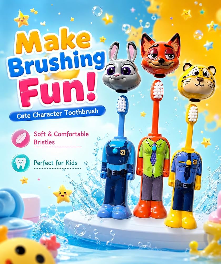 Cartoon Kids Toothbrush Set of 3