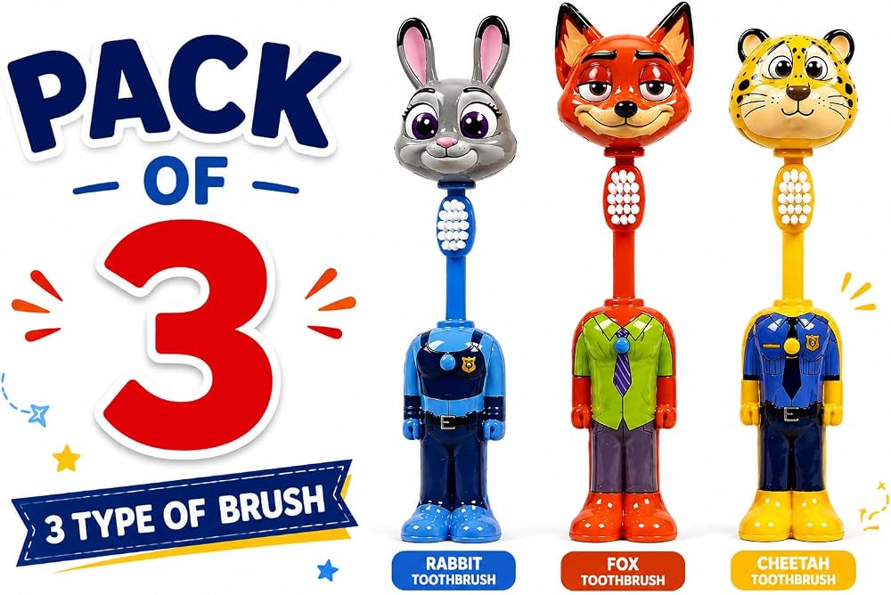 Cartoon Kids Toothbrush Set of 3