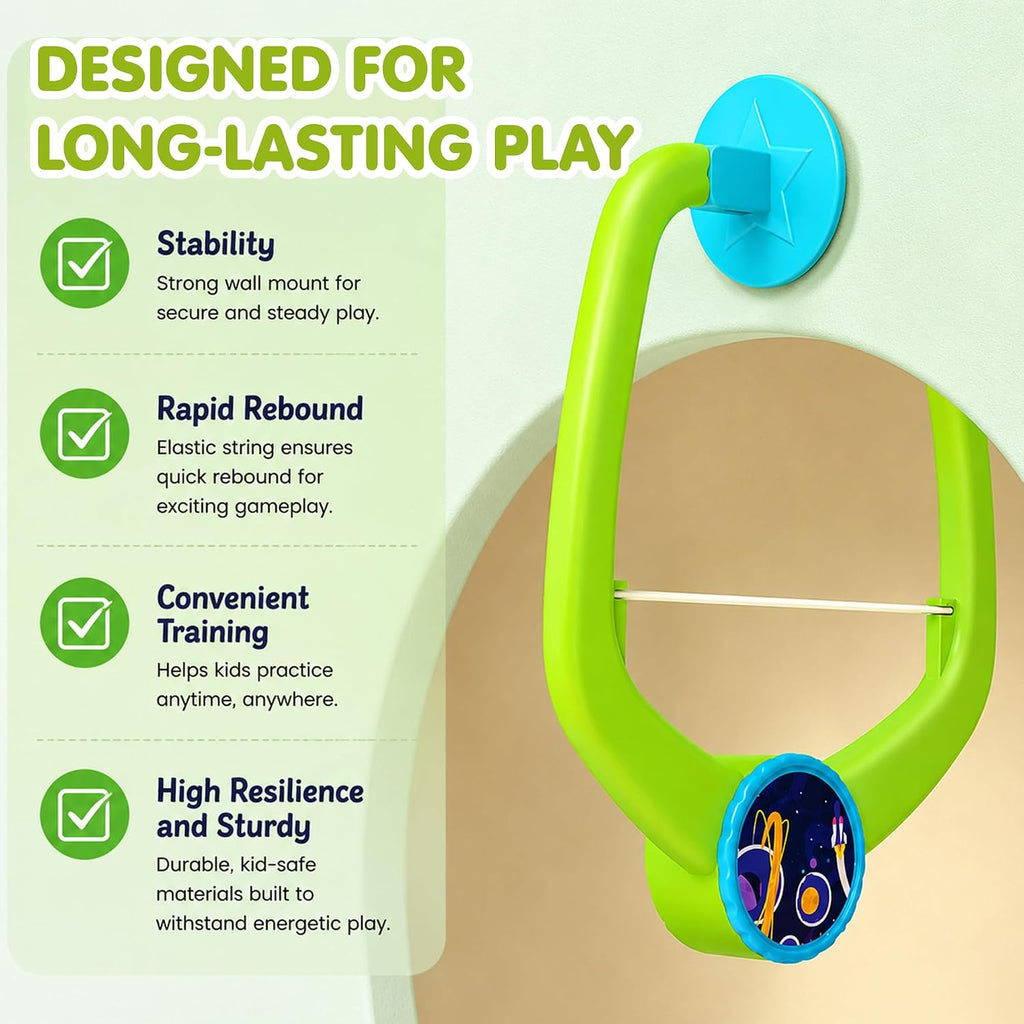Wall Hanging Table Trainer Tenis for Kids | Indoor Ping Pong Game Set with 2 Rackets and 6 Balls