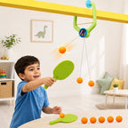Wall Hanging Table Trainer Tenis for Kids | Indoor Ping Pong Game Set with 2 Rackets and 6 Balls