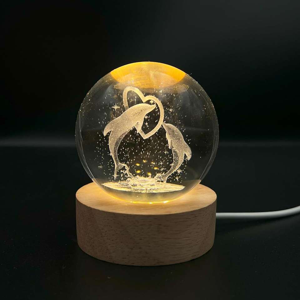3D Crystal Ball (Loving Dolphin) - For Home Decoration