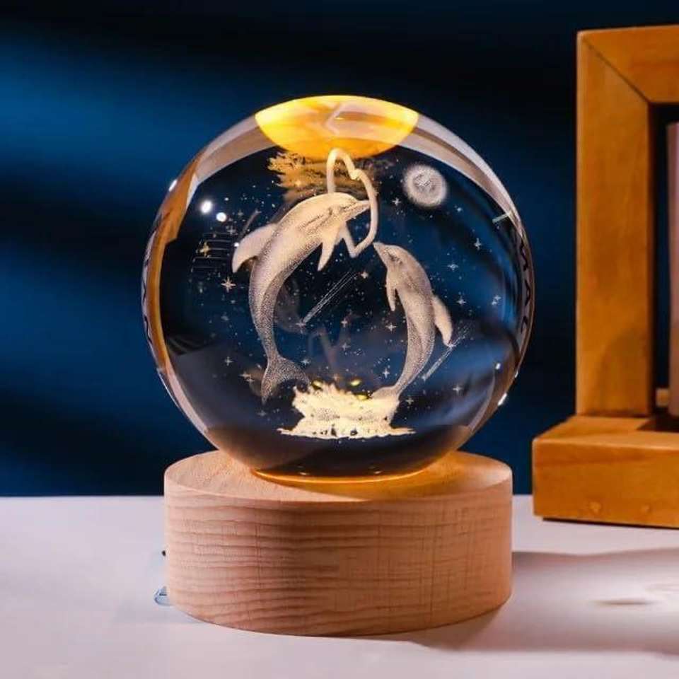 3D Crystal Ball (Loving Dolphin) - For Home Decoration