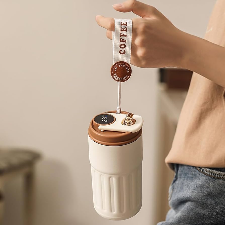 Cute Stainless Steel Coffee Mug with Temperature -420 Ml