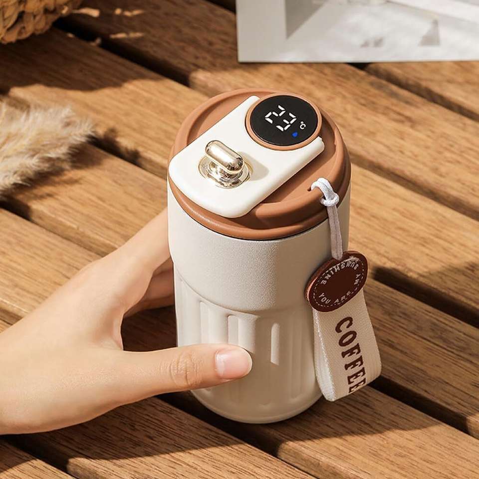 Cute Stainless Steel Coffee Mug with Temperature -420 Ml