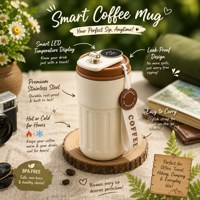 Cute Stainless Steel Coffee Mug with Temperature -420 Ml