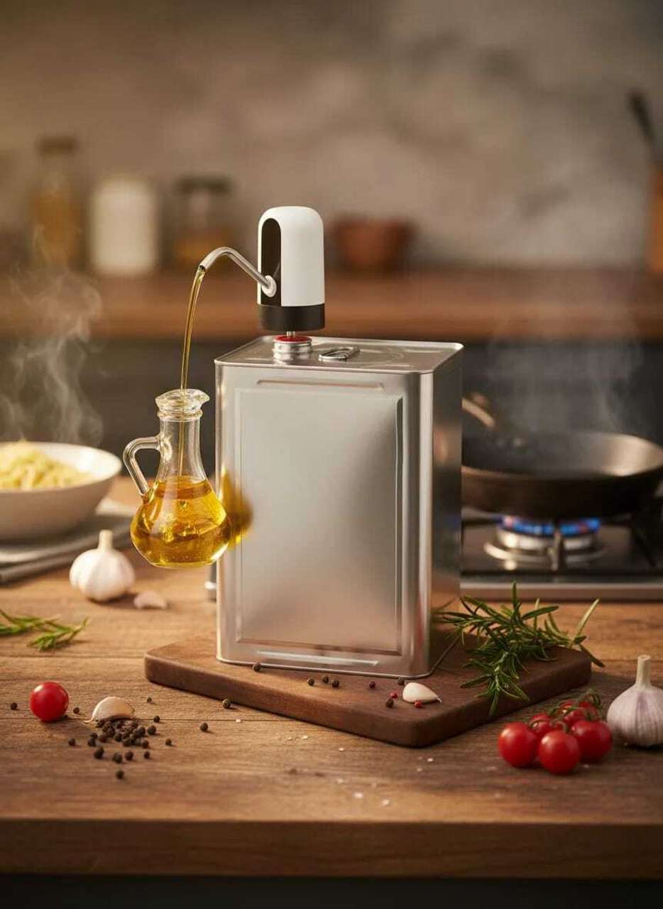 Oil Dispenser Pump from Tin & Bottle